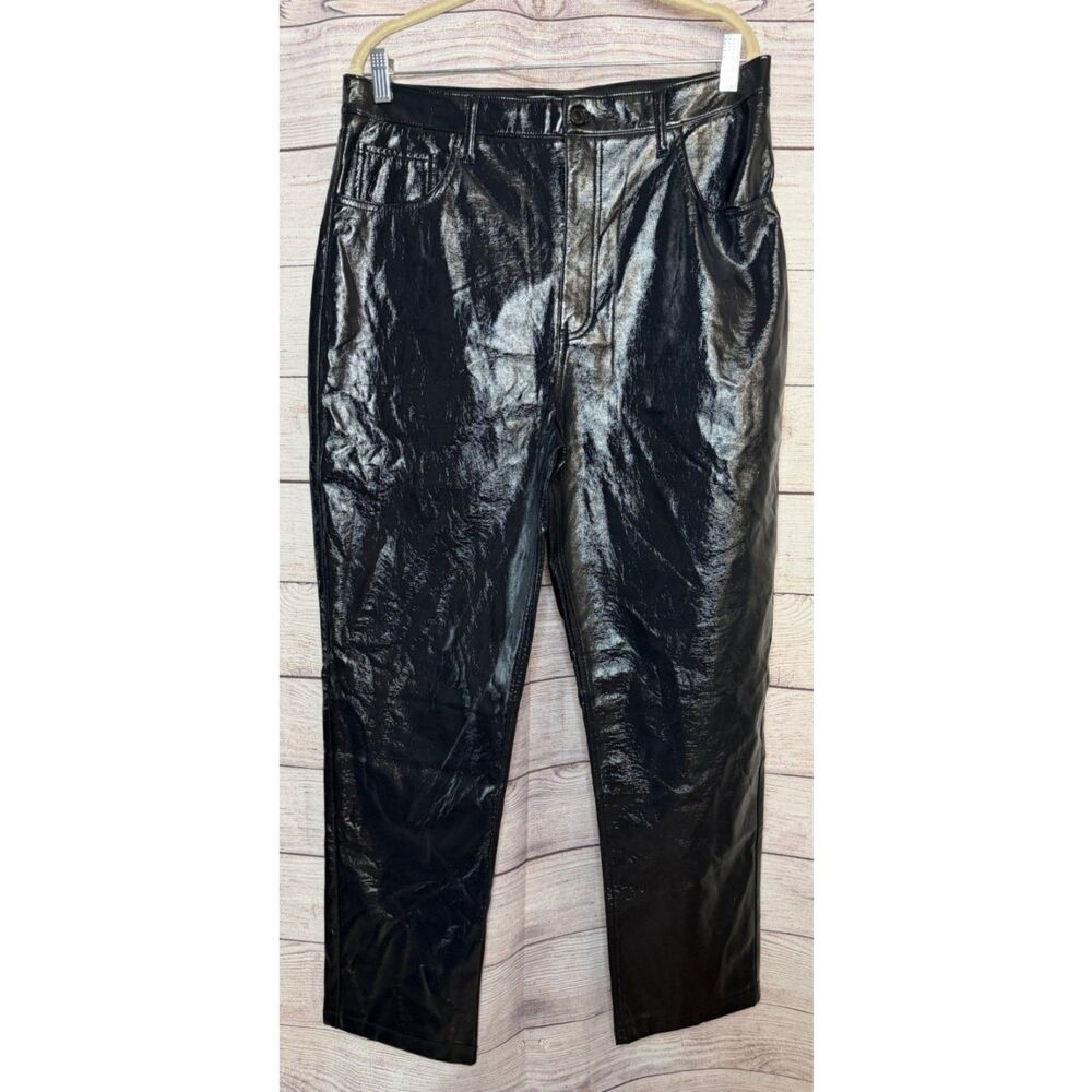 Abercrombie & Fitch 90s Straight Ultra High Rise Faux Leather Pants Black 32/14